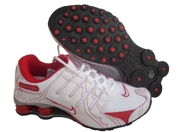 Womens Nike Shox Nz Mesh Up Shoes White Red - Click Image to Close